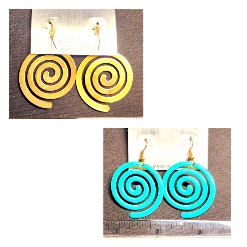 NEW Turquoise Swirl Design Hook/Pierced Earrings